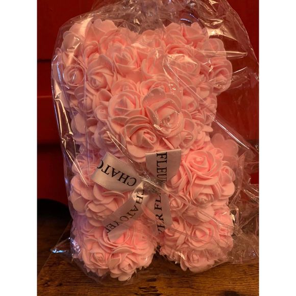 NEW Pink Rose Teddy Bear Love Romance Proposal Bow Giftable 9.5 Inch Cute - Picture 1 of 5